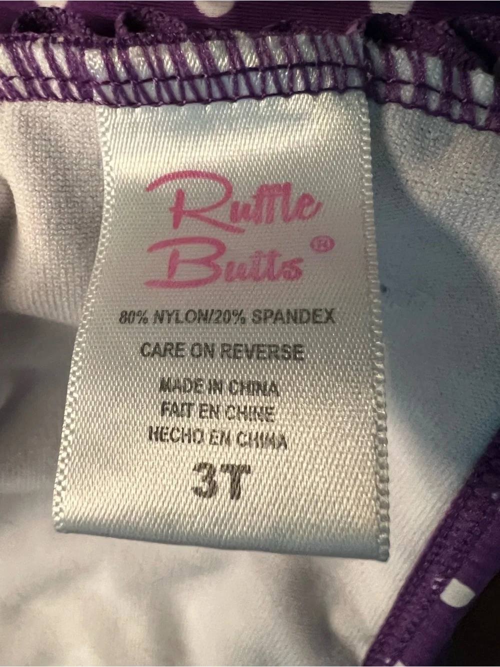 Ruffle Butts Purple & White Polka Dot Girls' 2 Piece Swim Set Size 3T